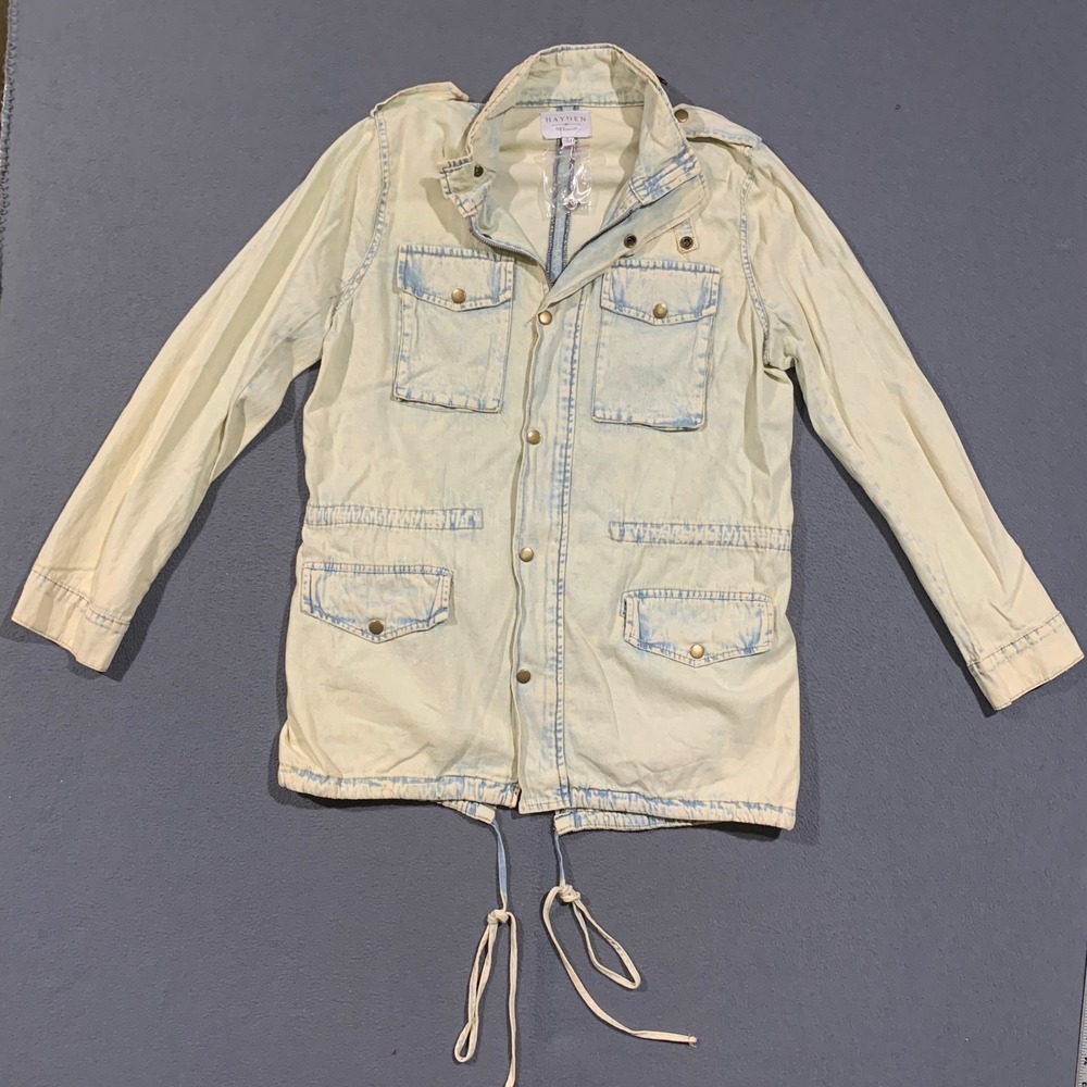 Hayden Field Jacket Womens Small Acid Wash Cotton Utility Cargo H3882 Boho